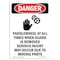 Signmission Safety Sign, OSHA Danger, 5" Height, LockoutTagout Paddlewheel, Portrait OS-DS-D-35-V-2435 - alternate 1